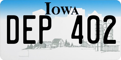 IA license plate DEP402