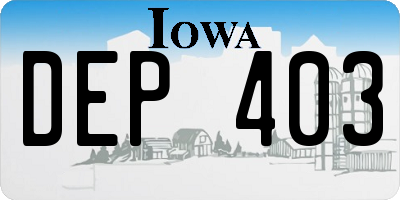 IA license plate DEP403