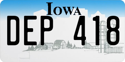 IA license plate DEP418