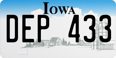 IA license plate DEP433