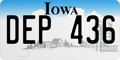 IA license plate DEP436