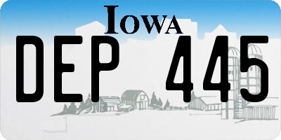 IA license plate DEP445