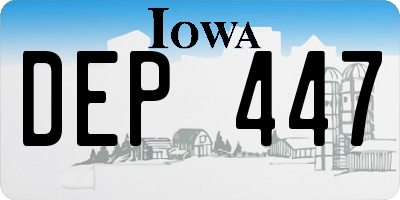 IA license plate DEP447