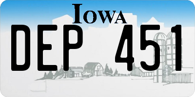 IA license plate DEP451
