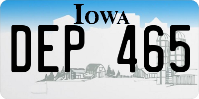IA license plate DEP465