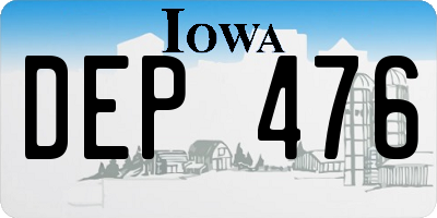 IA license plate DEP476