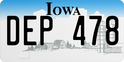 IA license plate DEP478