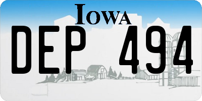 IA license plate DEP494