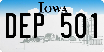 IA license plate DEP501