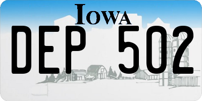 IA license plate DEP502