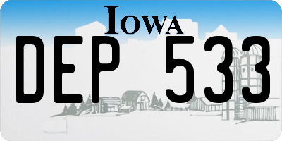 IA license plate DEP533