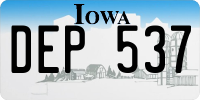 IA license plate DEP537