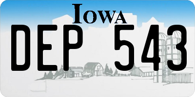 IA license plate DEP543