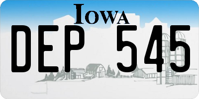IA license plate DEP545