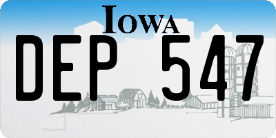 IA license plate DEP547