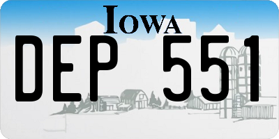 IA license plate DEP551
