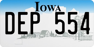 IA license plate DEP554