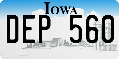 IA license plate DEP560