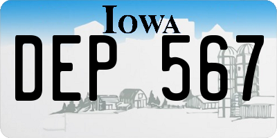 IA license plate DEP567