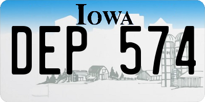 IA license plate DEP574