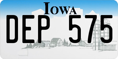 IA license plate DEP575
