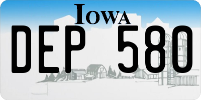 IA license plate DEP580