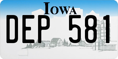 IA license plate DEP581