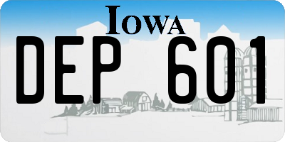 IA license plate DEP601