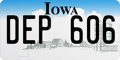 IA license plate DEP606