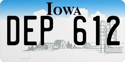 IA license plate DEP612