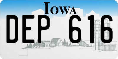 IA license plate DEP616