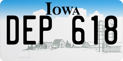 IA license plate DEP618
