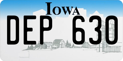 IA license plate DEP630