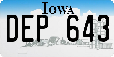 IA license plate DEP643