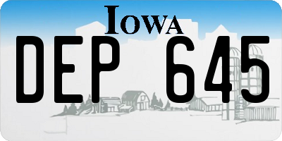 IA license plate DEP645