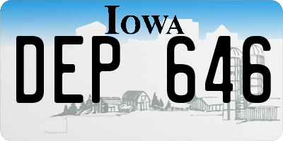 IA license plate DEP646