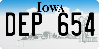 IA license plate DEP654