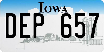 IA license plate DEP657