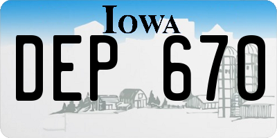 IA license plate DEP670