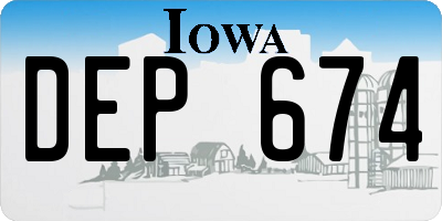 IA license plate DEP674