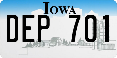 IA license plate DEP701