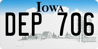 IA license plate DEP706