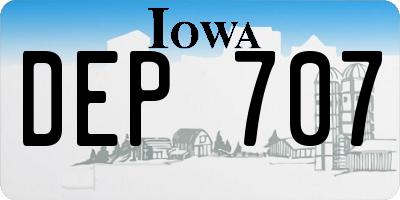 IA license plate DEP707