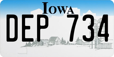 IA license plate DEP734