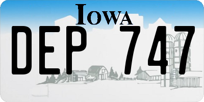 IA license plate DEP747