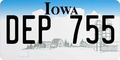 IA license plate DEP755