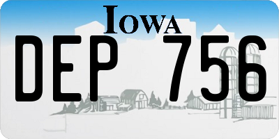 IA license plate DEP756