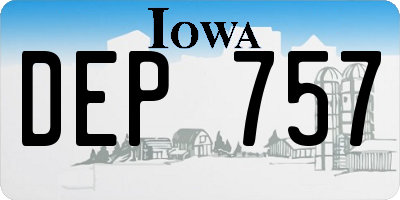 IA license plate DEP757