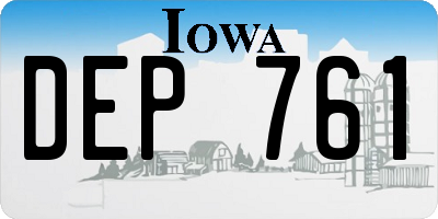 IA license plate DEP761