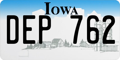 IA license plate DEP762